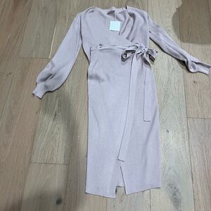 Elegant Wrap Skirt Set in Soft Pink